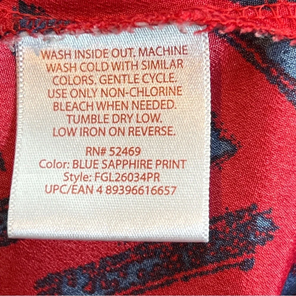 Faded Glory XXL(20) Red & Navy Blue Print Tank Top